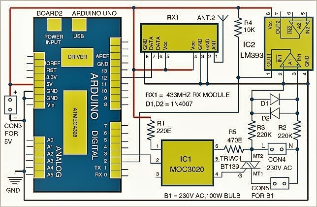 wireless ac light dimmer receiver circuit